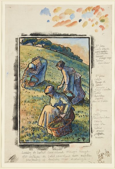 Frauen jäten das Gras von Camille Jacob Pissarro